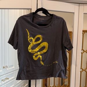 La Superbe Charcoal Tee with Vibrant Gold Snake